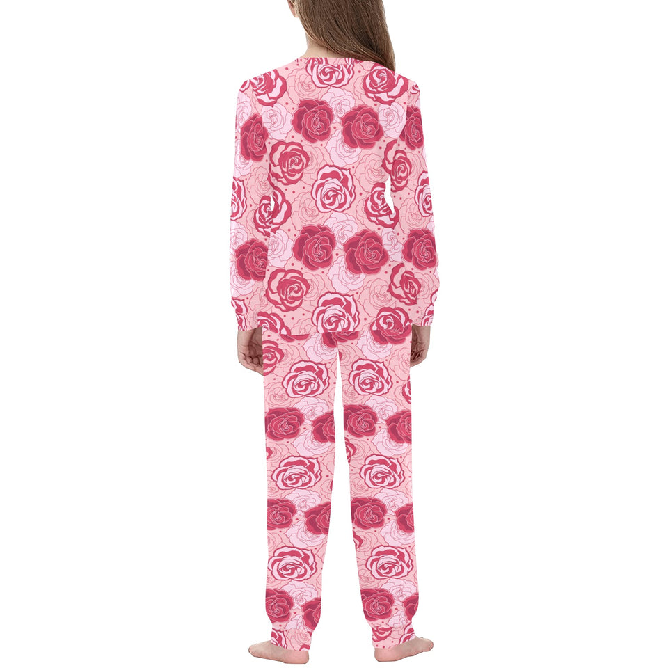 Rose Pattern Print Design 02 Kids' Boys' Girls' All Over Print Pajama Set