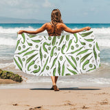 Hand drawn sketch style green Chili peppers patter Beach Towel
