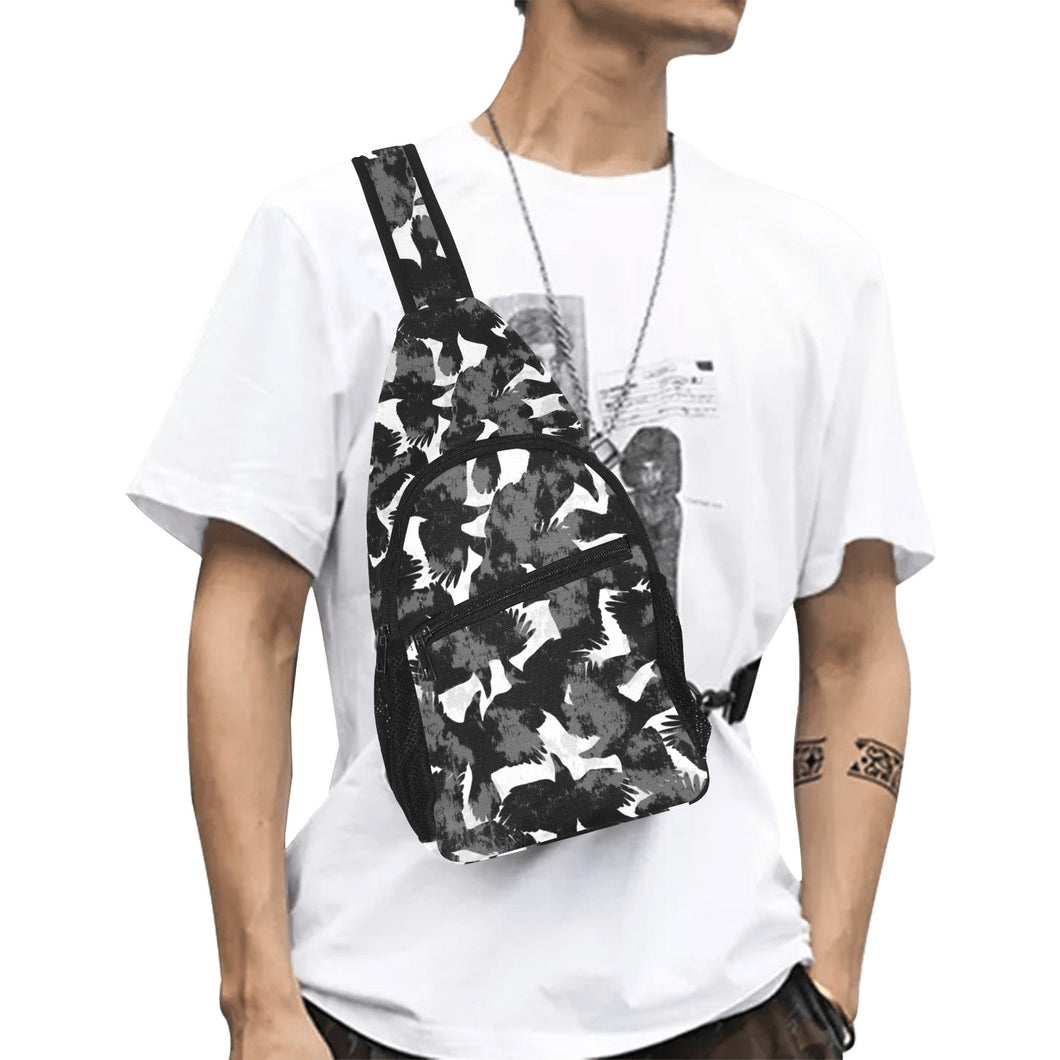 Crow illustration pattern All Over Print Chest Bag