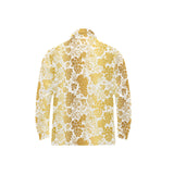 Gold grape pattern Men's Long Sleeve Polo Shirt