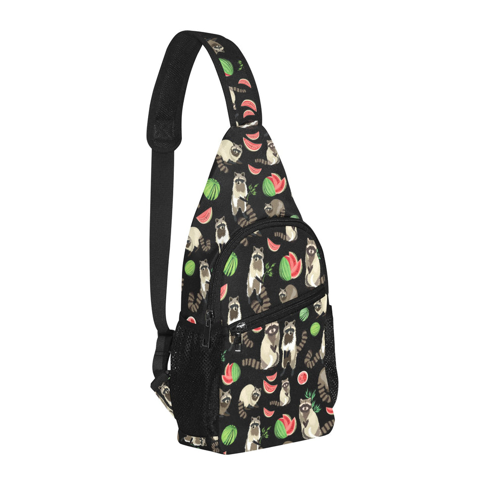Raccoon watermelon pattern All Over Print Chest Bag