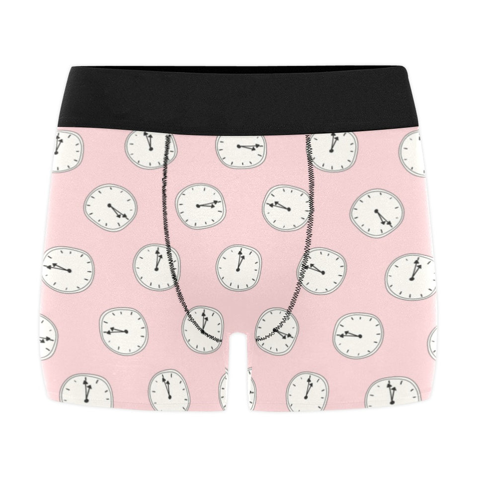 Clock pattern pink blackground Men's All Over Print Boxer Briefs Men's Underwear