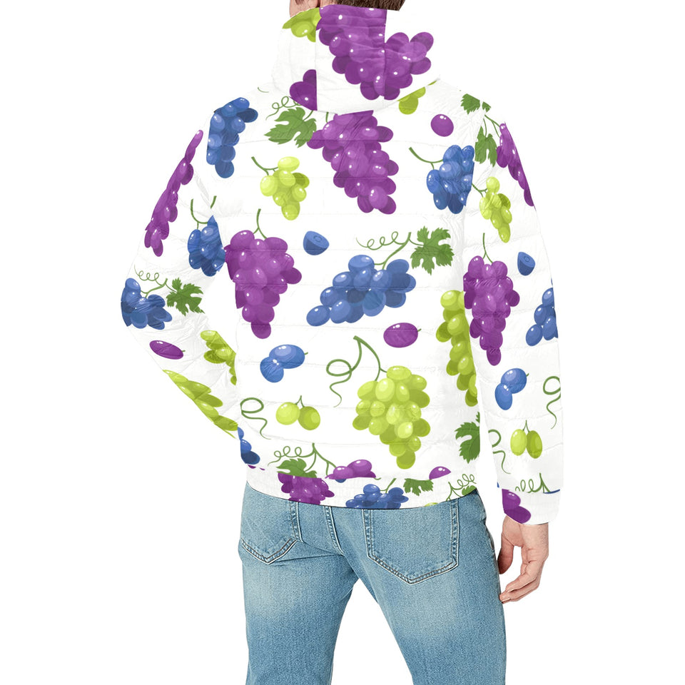 Grape pattern Men's Padded Hooded Jacket