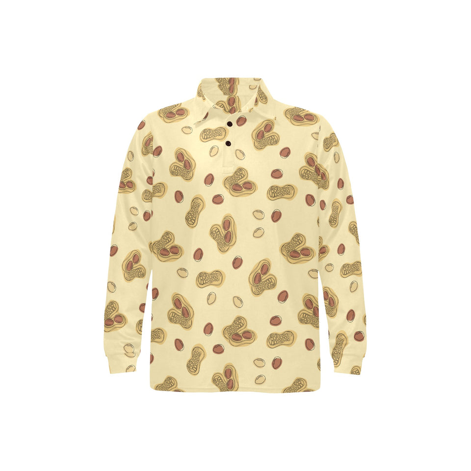 peanuts design pattern Men's Long Sleeve Polo Shirt