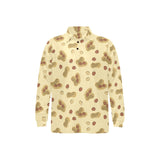 peanuts design pattern Men's Long Sleeve Polo Shirt