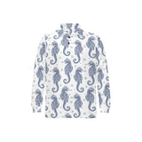 Seahorse pattern background Men's Long Sleeve Polo Shirt