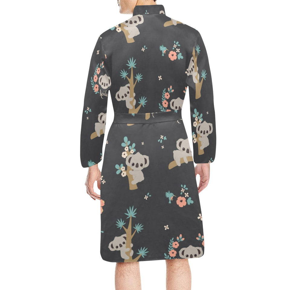 Cute koala pattern Men's Long Sleeve Belted Night Robe
