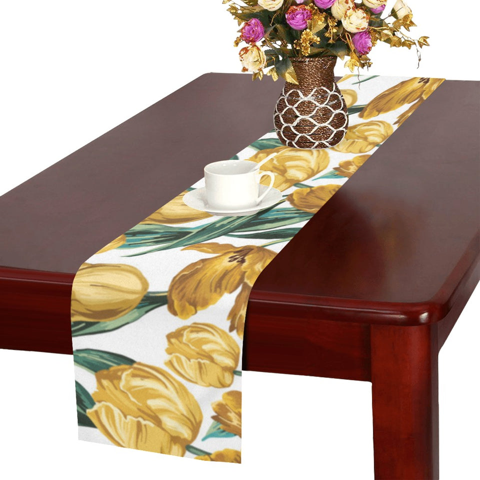 yellow tulips pattern Table Runner