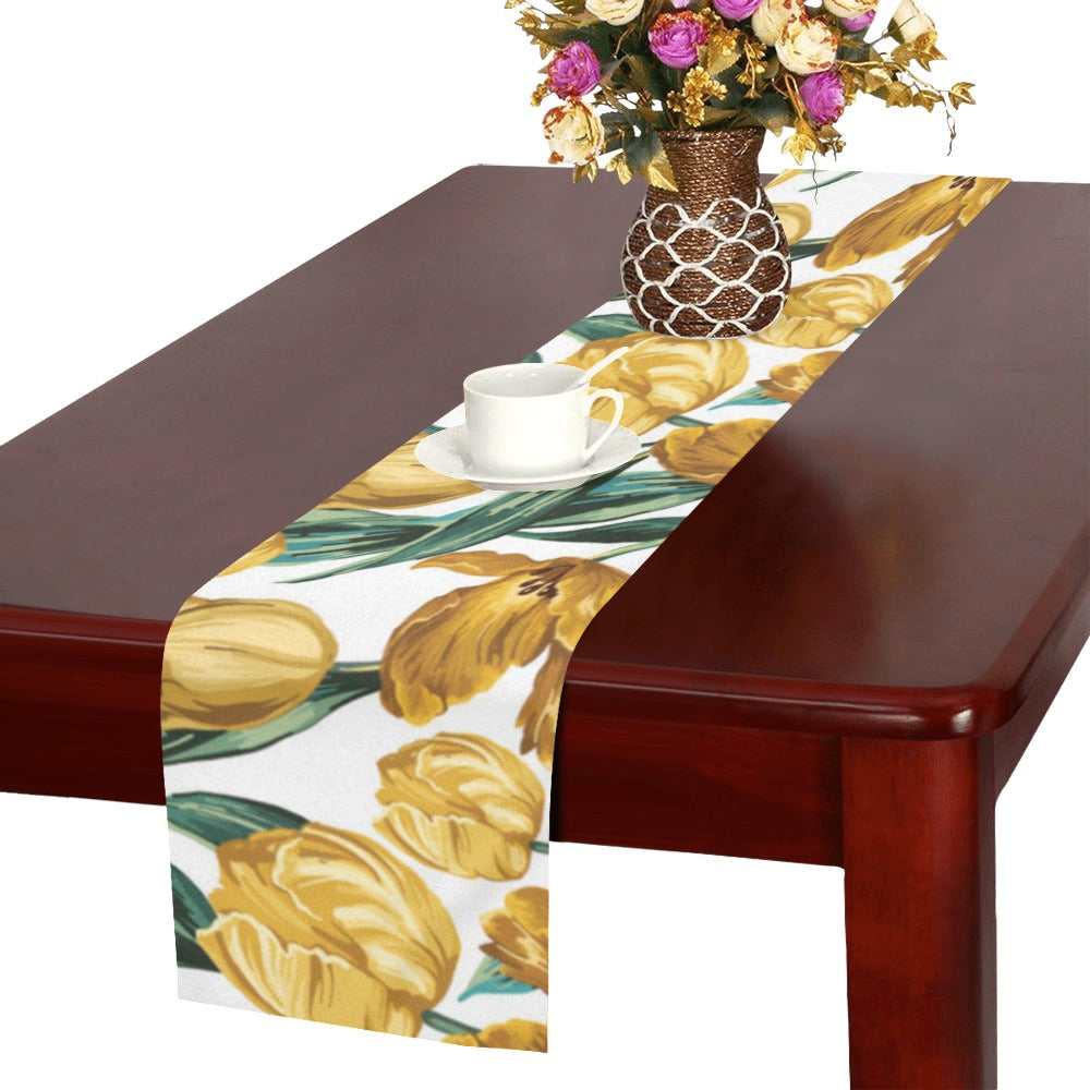 yellow tulips pattern Table Runner