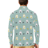 Cute hamster cheese pattern Men's Long Sleeve Polo Shirt