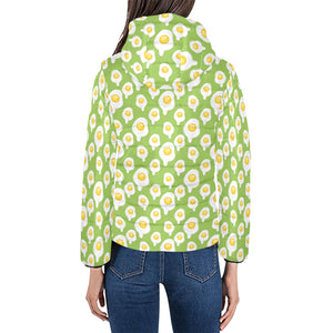 Fried Eggs Pattern Print Design 01 Women's Padded Hooded Jacket