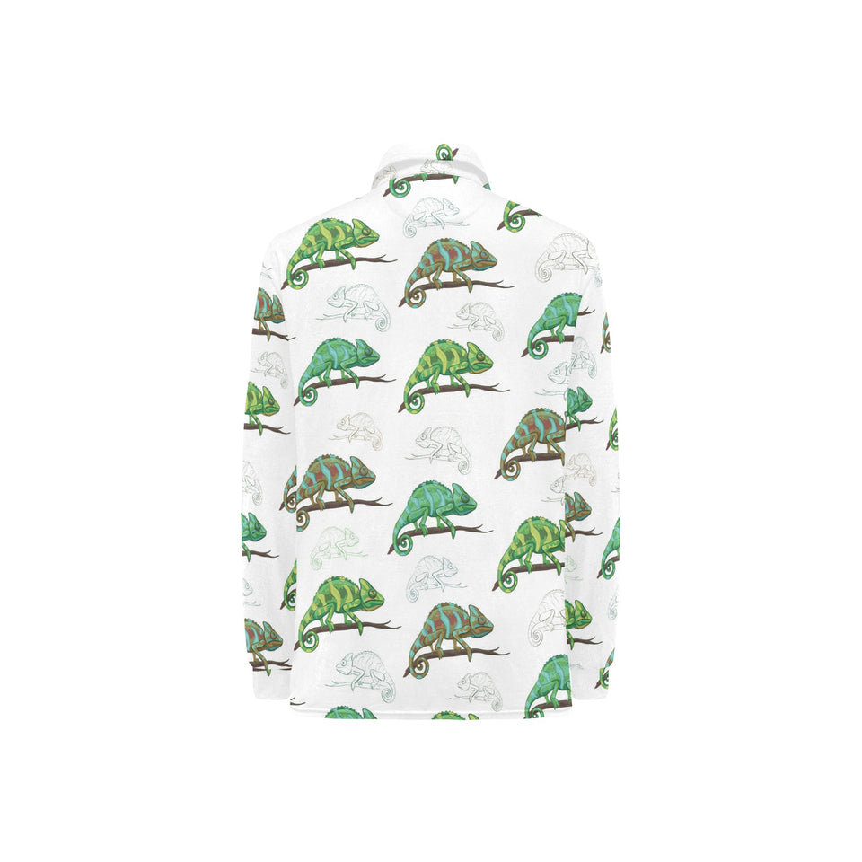 Chameleon lizard pattern Women's Long Sleeve Polo Shirt