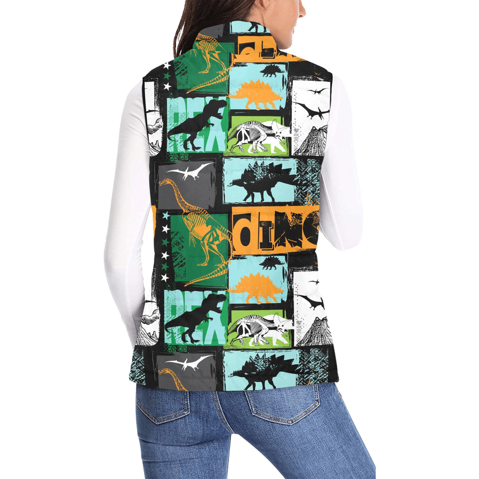 dinosaurs print pattern Women's Padded Vest