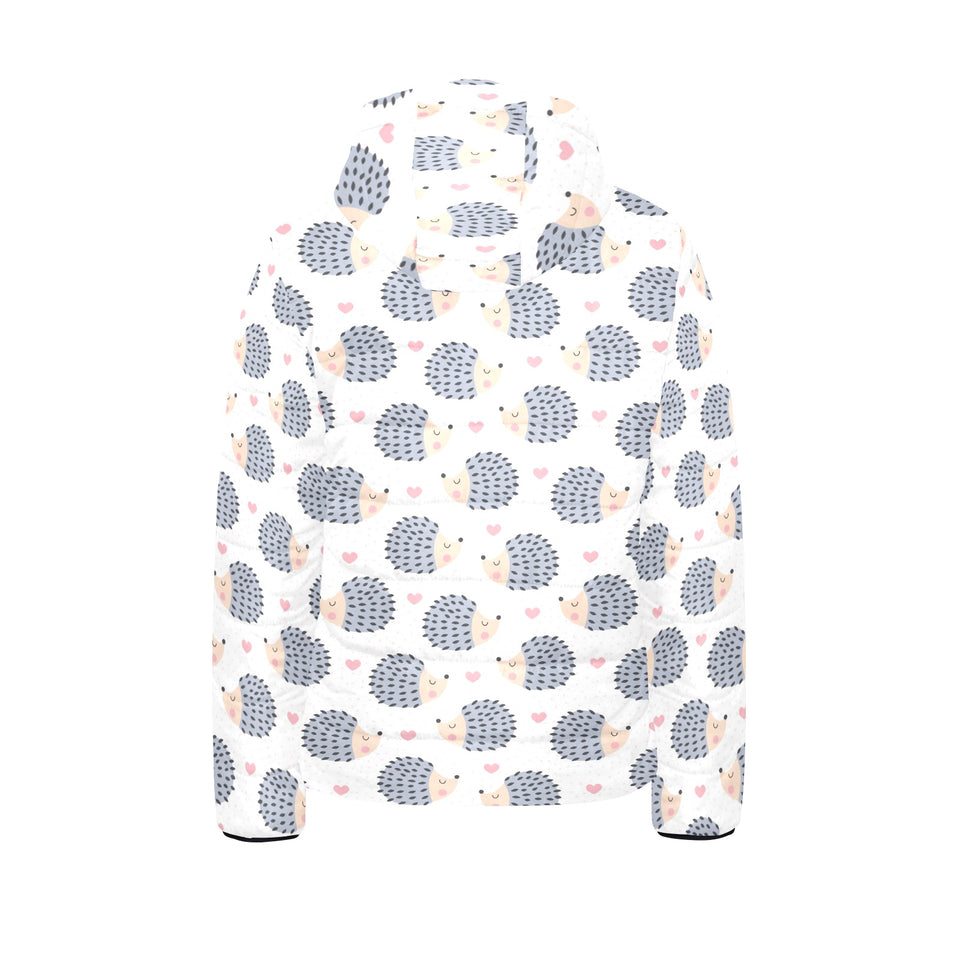 Hedgehog Pattern Print Design 04 Kids' Boys' Girls' Padded Hooded Jacket