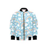 Cute rainbow clound star pattern blue background Kids' Boys' Girls' Bomber Jacket