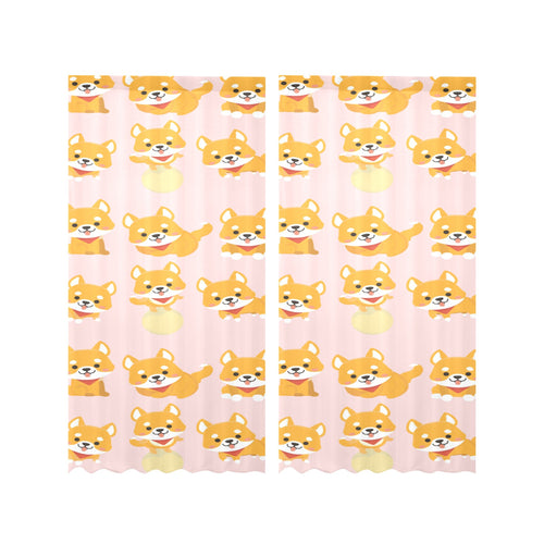 Cute shiba inu dog pattern Gauze Curtain