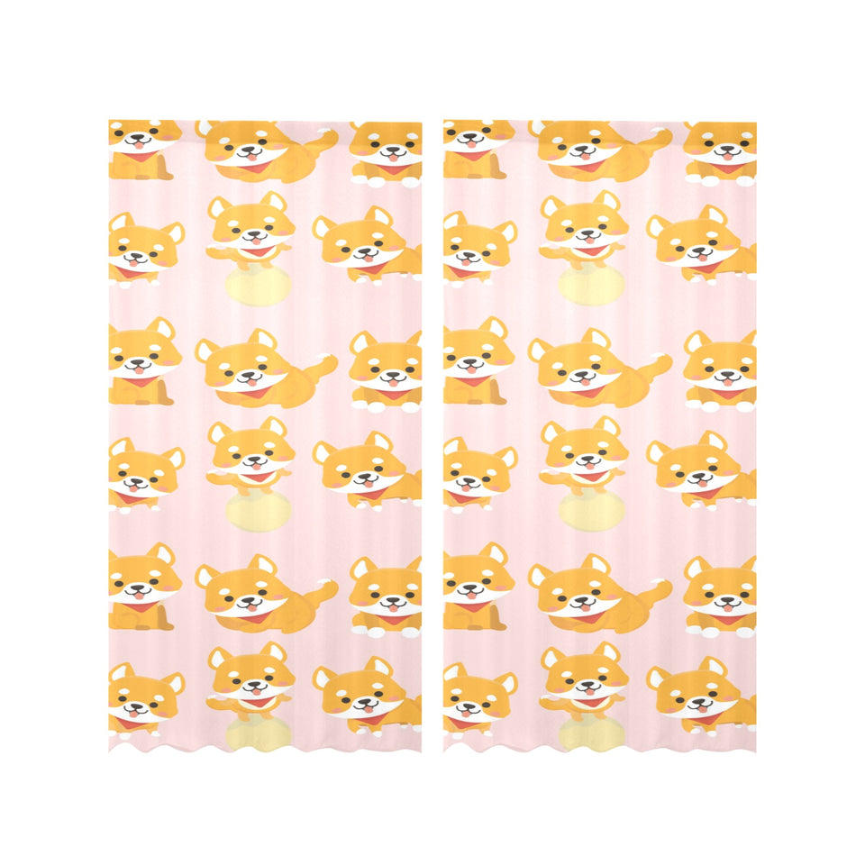 Cute shiba inu dog pattern Gauze Curtain