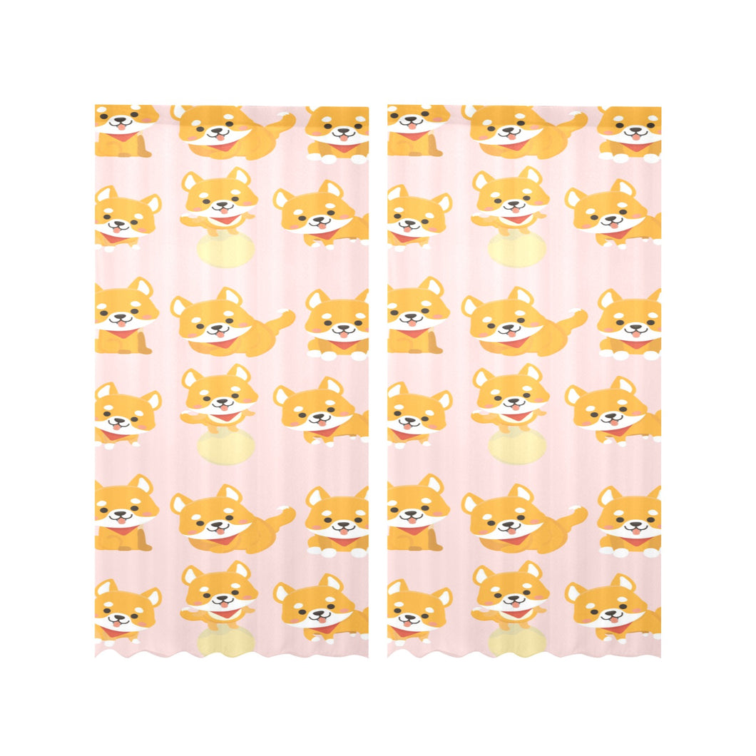 Cute shiba inu dog pattern Gauze Curtain