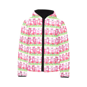 Teddy Bear Pattern Print Design 04 Kids' Boys' Girls' Padded Hooded Jacket