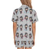Cute ninja pattern Women's V-Neck Short Pajama Set