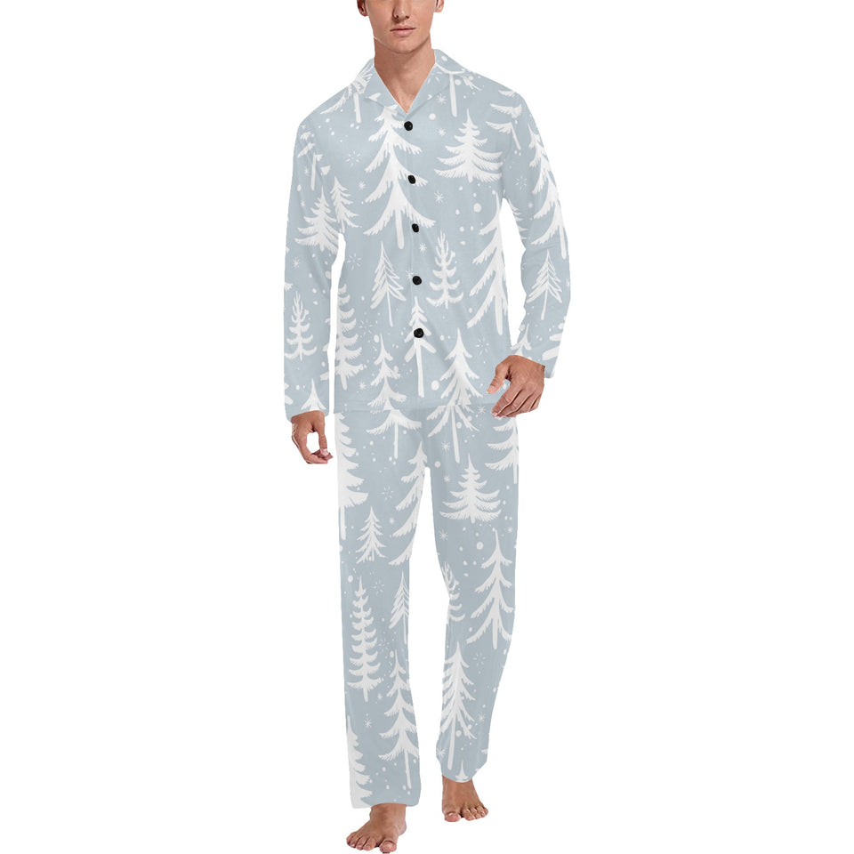 Christmas tree winter forest pattern Men's Long Pajama Set