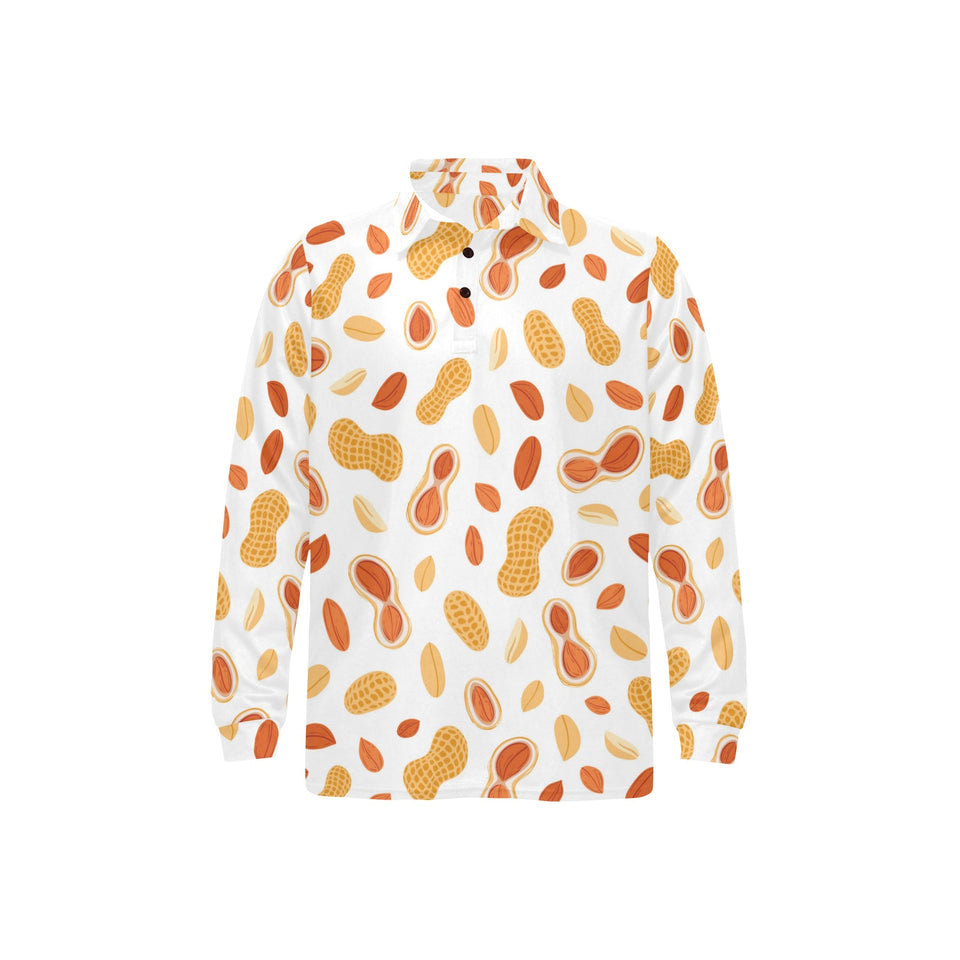 peanuts pattern Men's Long Sleeve Polo Shirt