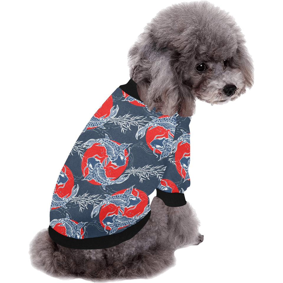 Koi Fish Carp Fishs hand drawn japanese art All Over Print Pet Dog Round Neck Fuzzy Shirt