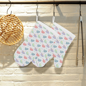 Hippopotamus Pattern Print Design 03 Heat Resistant Oven Mitts