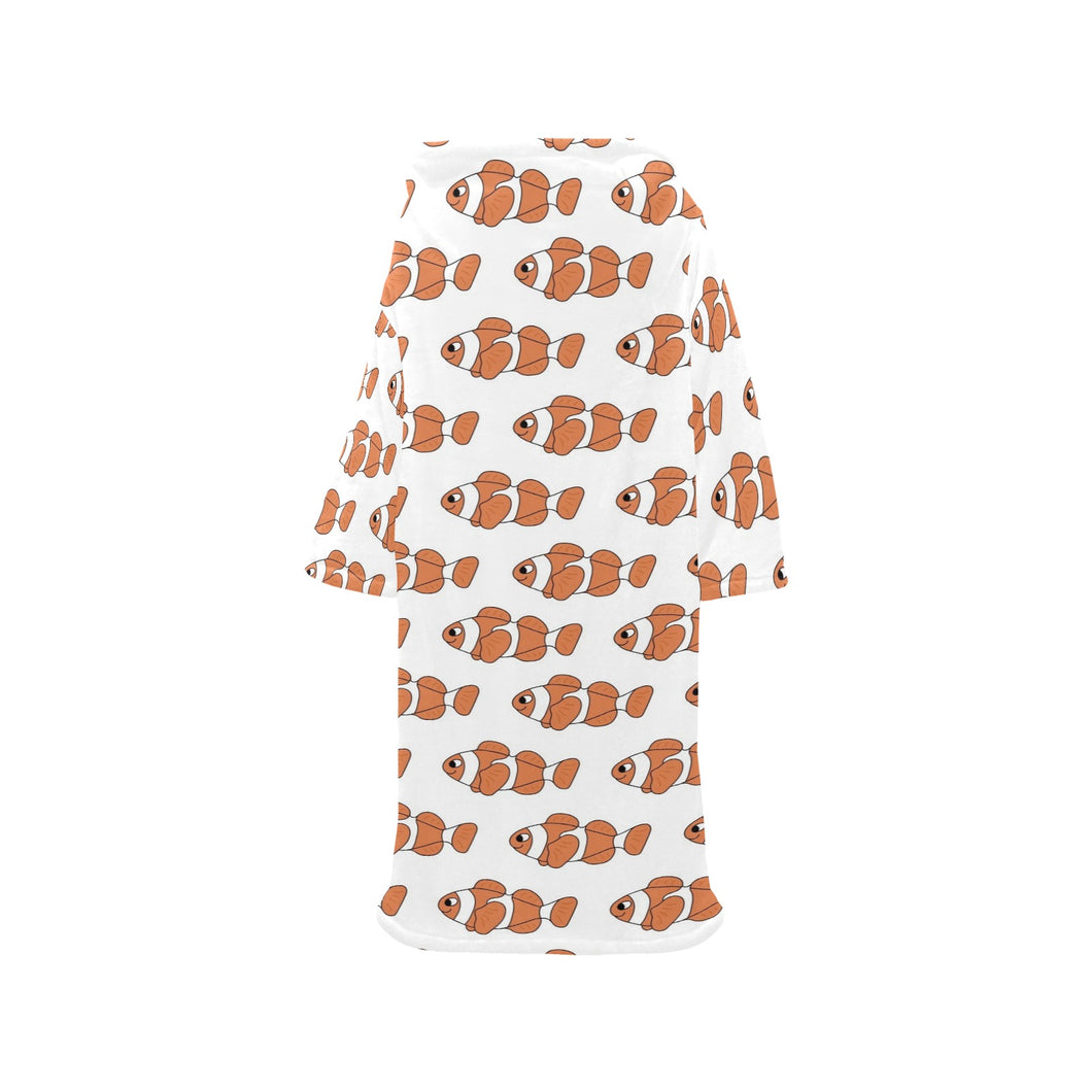 Clown Fish Pattern Print Design 05 Blanket Robe with Sleeves