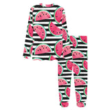 Watercolor paint textured watermelon pieces Women's All Over Print Pajama Set