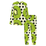kiwi black dot background Women's All Over Print Pajama Set