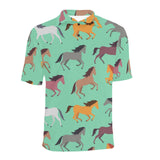 Colorful horses pattern Men's All Over Print Polo Shirt
