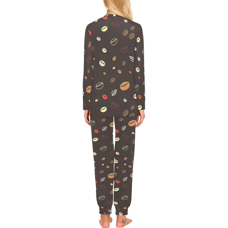 Coffee bean leave pattern Women's All Over Print Pajama Set