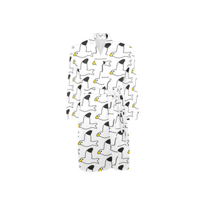Seagull Pattern Print Design 05 Men's Long Sleeve Belted Night Robe