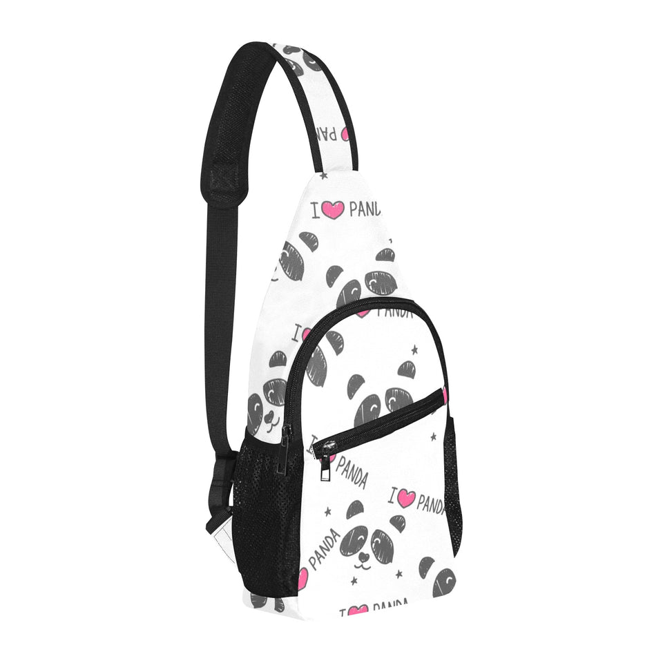 Hand Drawn faces of pandas pattern All Over Print Chest Bag