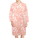 Snake lilies flower pattern Men's Long Sleeve Belted Night Robe