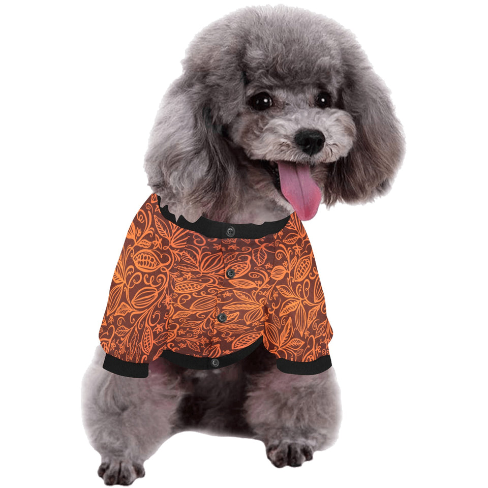 cacao beans tribal polynesian pattern All Over Print Pet Dog Round Neck Fuzzy Shirt