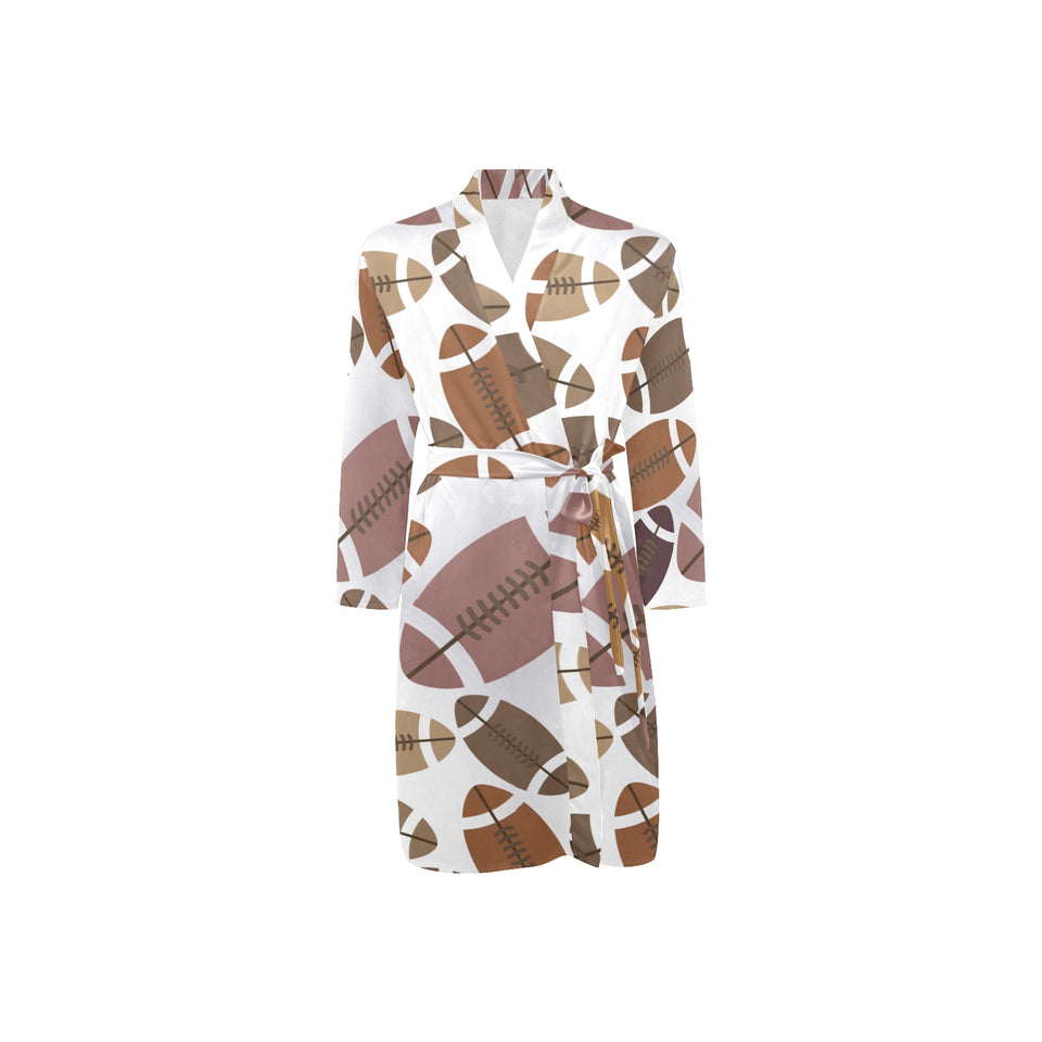 American football ball pattern Men's Long Sleeve Belted Night Robe