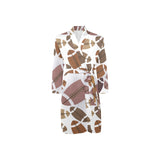 American football ball pattern Men's Long Sleeve Belted Night Robe