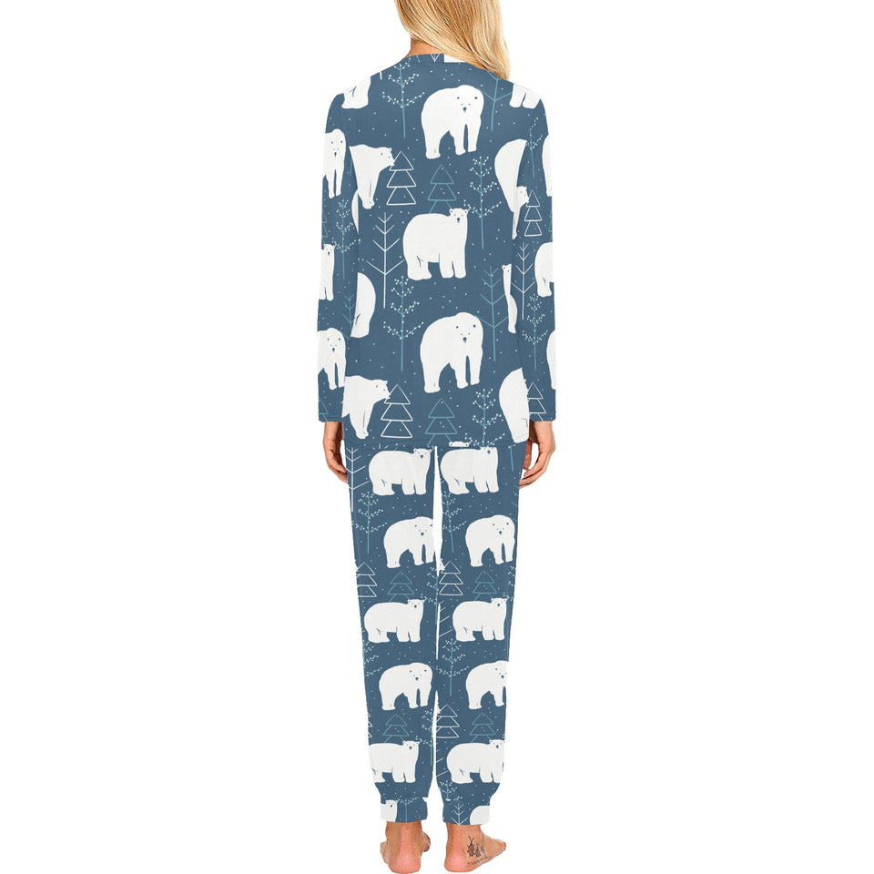 polar bear mother her child pattern Women's All Over Print Pajama Set