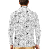 Spider web cobweb pattern Men's Long Sleeve Polo Shirt