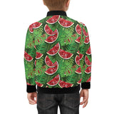 Watermelons tropical palm leaves pattern backgroun Kids' Boys' Girls' Bomber Jacket