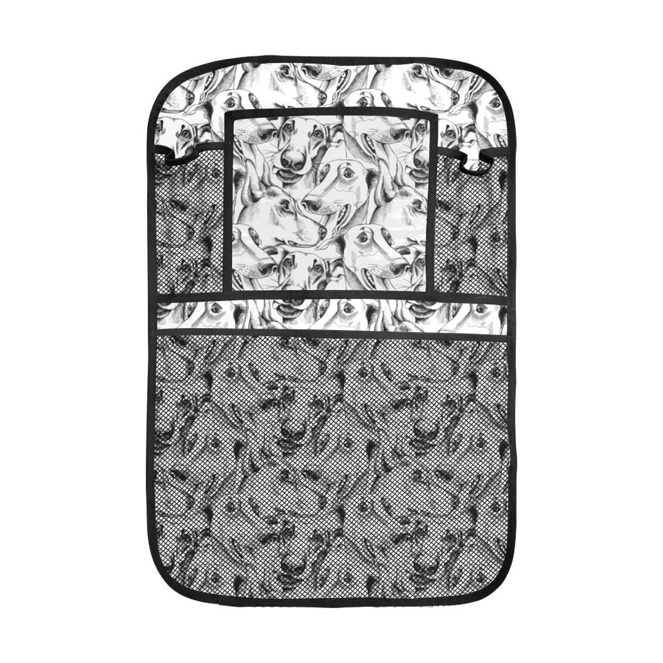 Greyhound Pattern Print Design 01 Car Seat Back Organizer