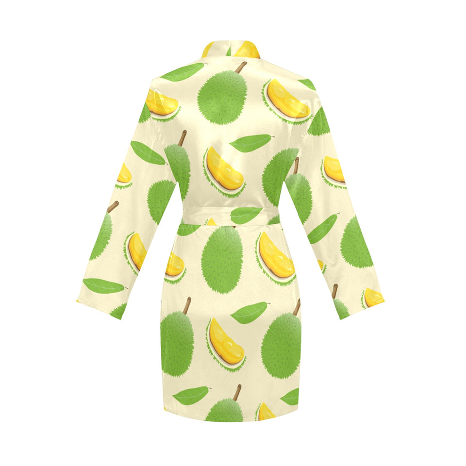 Durian pattern Women's Long Sleeve Belted Night Robe