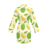 Durian pattern Women's Long Sleeve Belted Night Robe