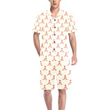 Golden Retriever Pattern Print Design 01 Men's V-Neck Short Pajama Set