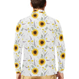 beautiful sunflowers pattern Men's Long Sleeve Polo Shirt