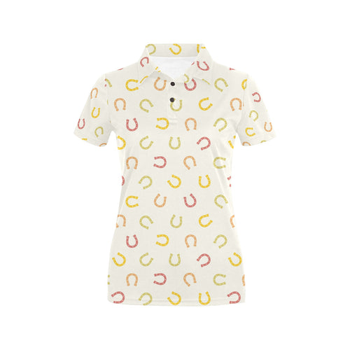 Horseshoes Pattern Print Design 02 Women's All Over Print Polo Shirt