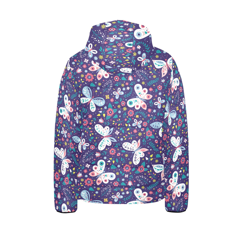 Colorful butterfly flower pattern.eps Kids' Boys' Girls' Padded Hooded Jacket