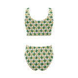 Horseshoes Pattern Print Design 04 Chest Bowknot High Waisted Bikini Swimsuit